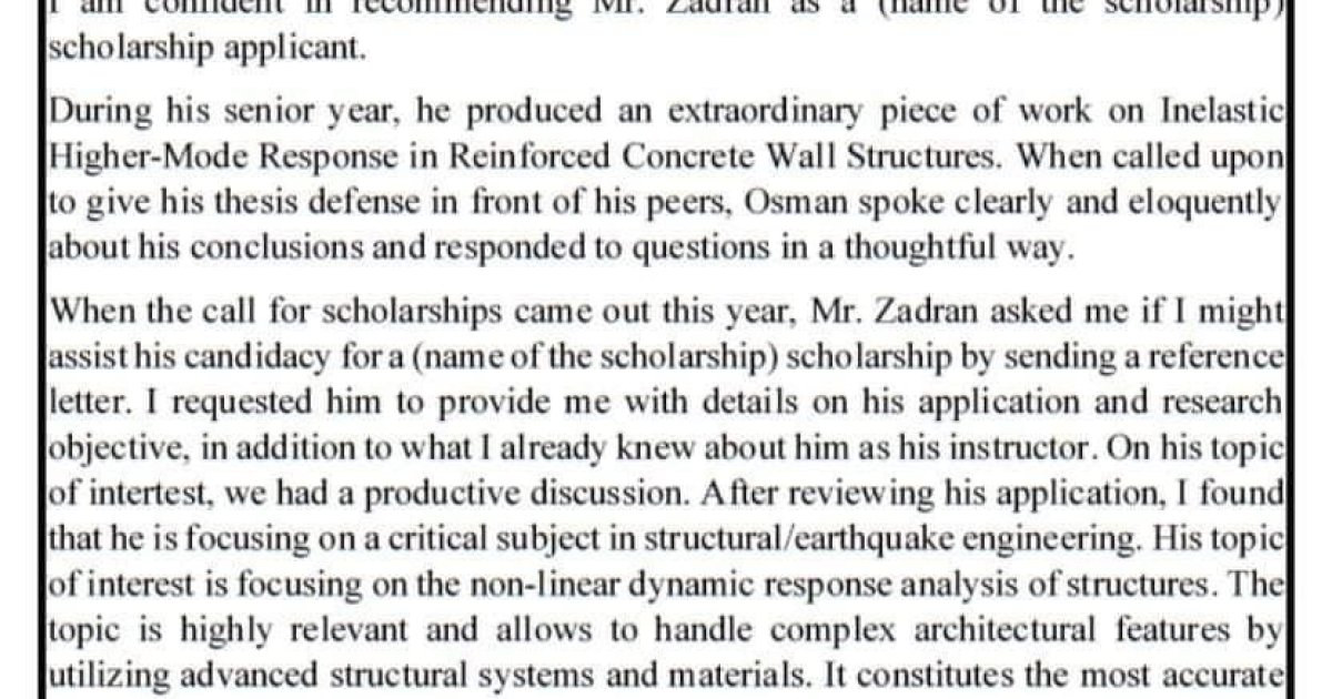 سفارشنامه یا ریکمندیشن لیتر برای بورسیه های تحصیلی چیست؟