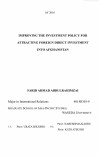 IMPROVING THE INVESTMENT POLICY FOR ATTRACTING FOREIGN DIRECT INVESTMENT INTO AFGHANISTAN cover image